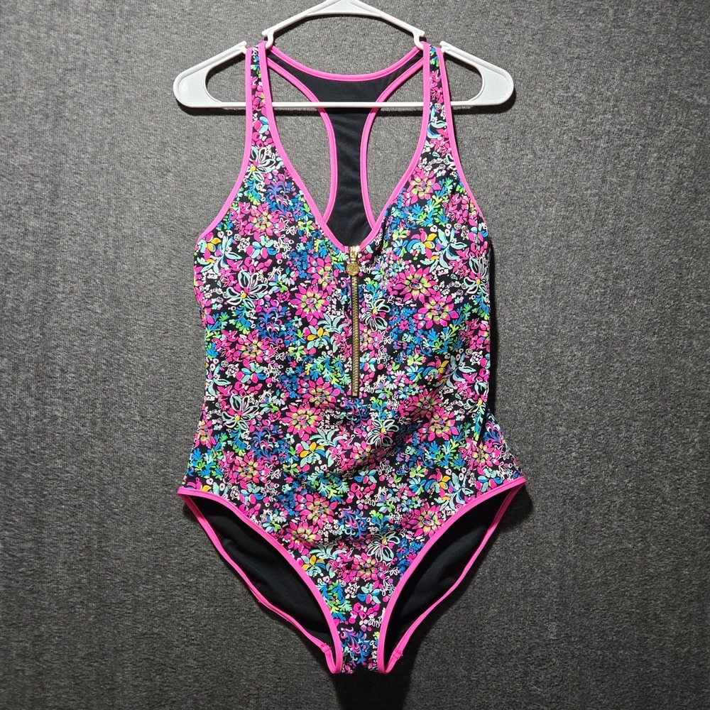 Lilly Pulitzer Feeling Fintastic KAILANIE Zip Swimsuit Racerback One Piece Sz 14